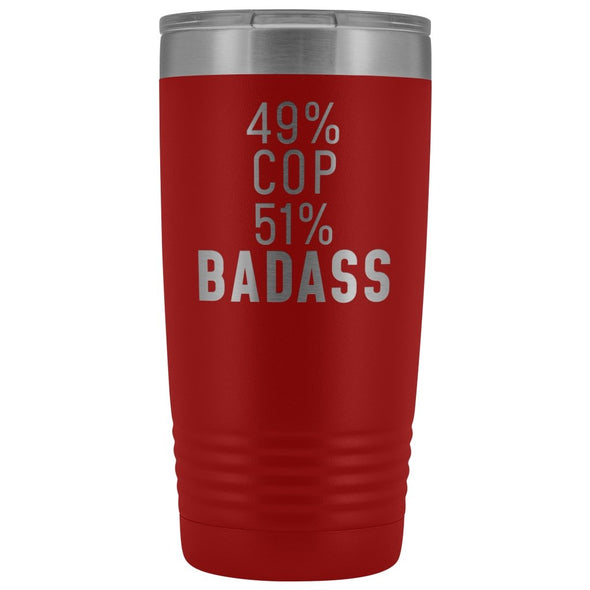 Funny Police Officer Gift: 49% Cop 51% Badass Insulated Tumbler 20oz $29.99 | Red Tumblers