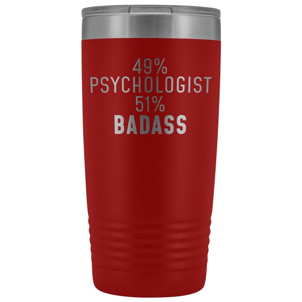 Funny Psychologist Gift: 49% Psychologist 51% Badass Insulated Tumbler 20oz $29.99 | Red Tumblers