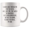 Funny Sister Gift | Sister Mug | Gift for Sister | I Would Walk Through Fire For You Sister Coffee Mug $14.99 | 11oz Mug Drinkware