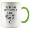 Funny Sister Gifts: Personalized Best Sister Ever! Mug | Gift Ideas for Sister $19.99 | Green Drinkware