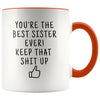Funny Sister Gifts: Personalized Best Sister Ever! Mug | Gift Ideas for Sister $19.99 | Orange Drinkware