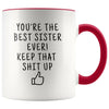 Funny Sister Gifts: Personalized Best Sister Ever! Mug | Gift Ideas for Sister $19.99 | Red Drinkware