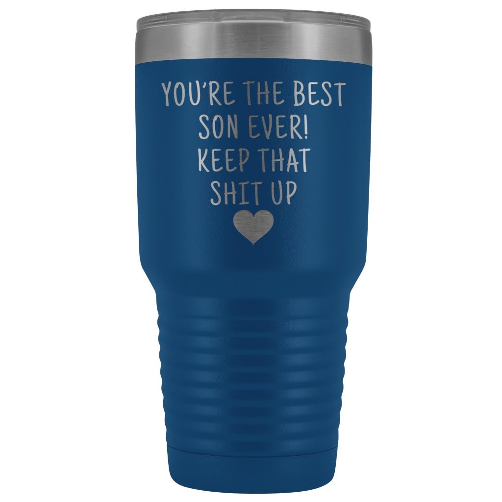 Funny Son Gift: Best Son Ever! Large Insulated Tumbler 30oz $38.95 | Blue Tumblers