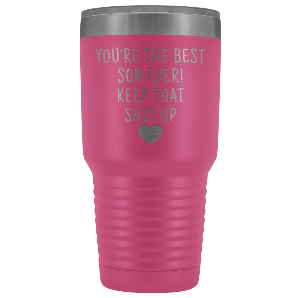 Funny Son Gift: Best Son Ever! Large Insulated Tumbler 30oz $38.95 | Pink Tumblers
