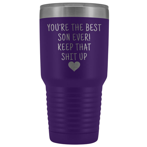 Funny Son Gift: Best Son Ever! Large Insulated Tumbler 30oz $38.95 | Purple Tumblers