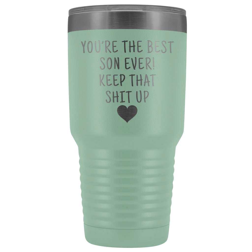 Funny Son Gift: Best Son Ever! Large Insulated Tumbler 30oz $38.95 | Teal Tumblers