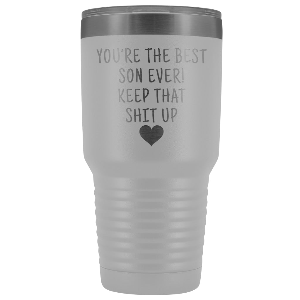 Funny Son Gift: Best Son Ever! Large Insulated Tumbler 30oz $38.95 | White Tumblers