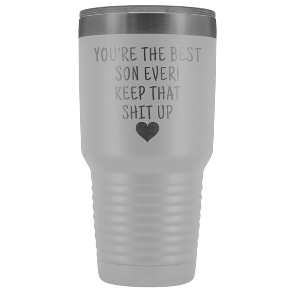 Funny Son Gift: Best Son Ever! Large Insulated Tumbler 30oz $38.95 | White Tumblers