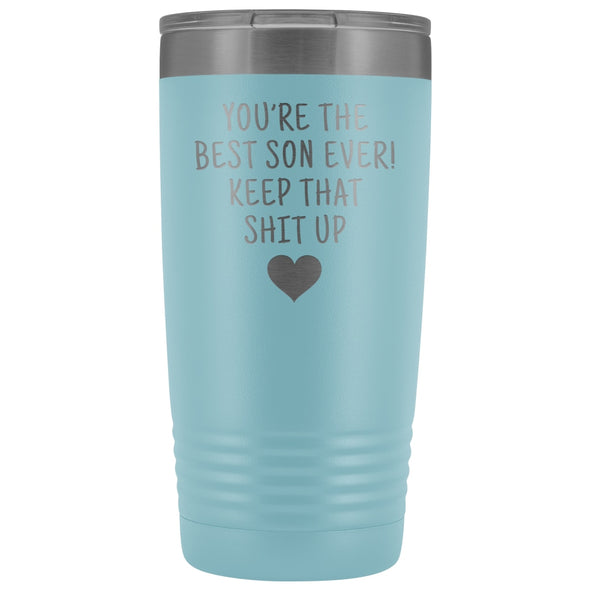 Funny Son Gifts: Best Son Ever! Insulated Tumbler | Gifts for Son $29.99 | Light Blue Tumblers