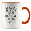 Funny Son Gifts: Best Son Ever! Mug | Personalized Gift for Son $19.99 | Orange Drinkware