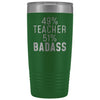 Funny Teacher Gift: 49% Teacher 51% Badass Insulated Tumbler 20oz $29.99 | Green Tumblers