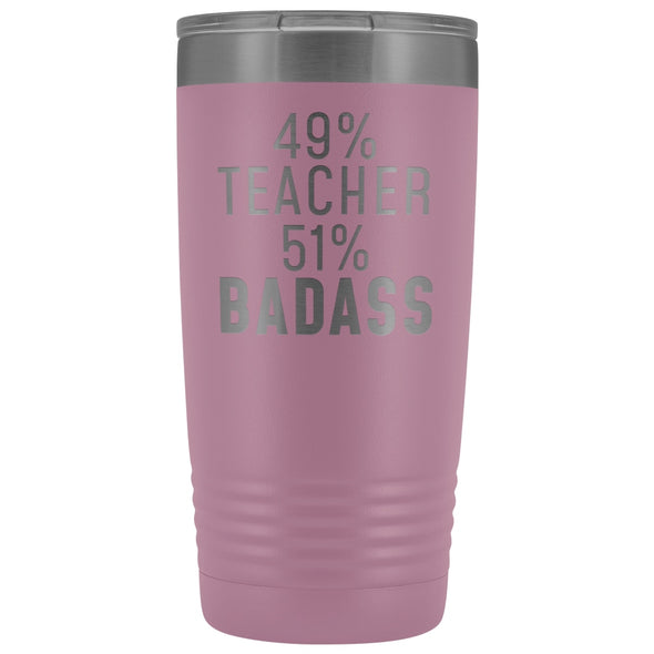 Funny Teacher Gift: 49% Teacher 51% Badass Insulated Tumbler 20oz $29.99 | Light Purple Tumblers