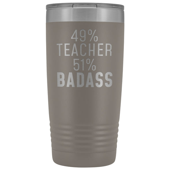 Funny Teacher Gift: 49% Teacher 51% Badass Insulated Tumbler 20oz $29.99 | Pewter Tumblers