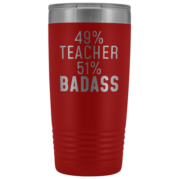 Funny Teacher Gift: 49% Teacher 51% Badass Insulated Tumbler 20oz $29.99 | Red Tumblers