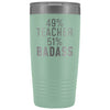 Funny Teacher Gift: 49% Teacher 51% Badass Insulated Tumbler 20oz $29.99 | Teal Tumblers