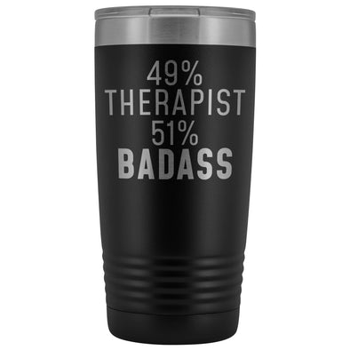 Funny Therapist Gift: 49% Therapist 51% Badass Insulated Tumbler 20oz $29.99 | Black Tumblers