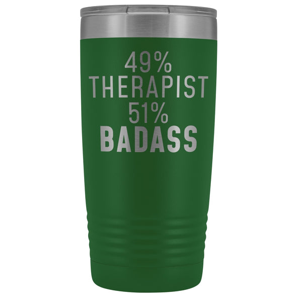 Funny Therapist Gift: 49% Therapist 51% Badass Insulated Tumbler 20oz $29.99 | Green Tumblers