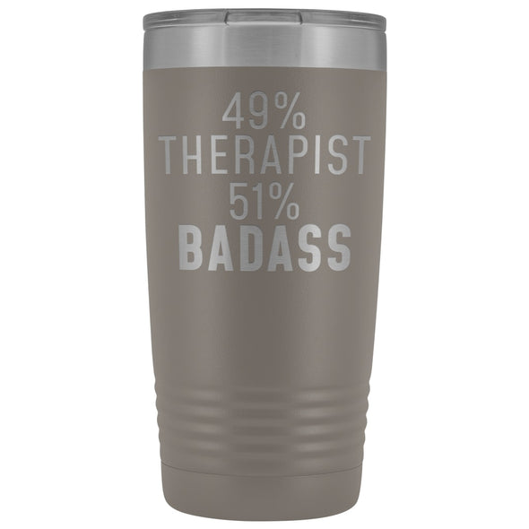 Funny Therapist Gift: 49% Therapist 51% Badass Insulated Tumbler 20oz $29.99 | Pewter Tumblers