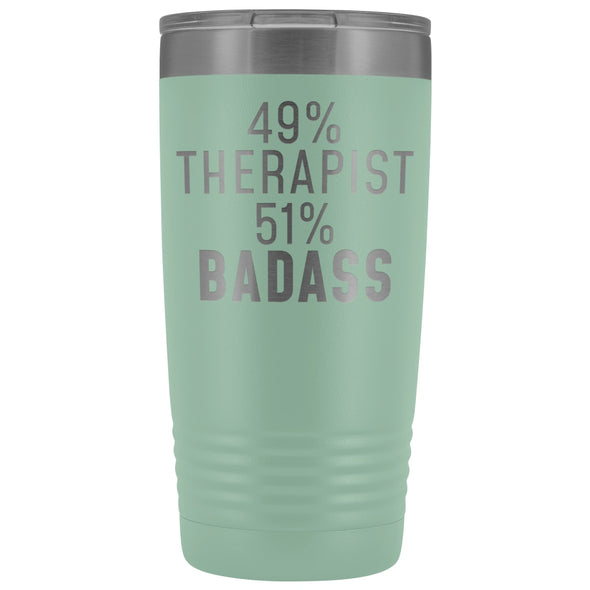 Funny Therapist Gift: 49% Therapist 51% Badass Insulated Tumbler 20oz $29.99 | Teal Tumblers