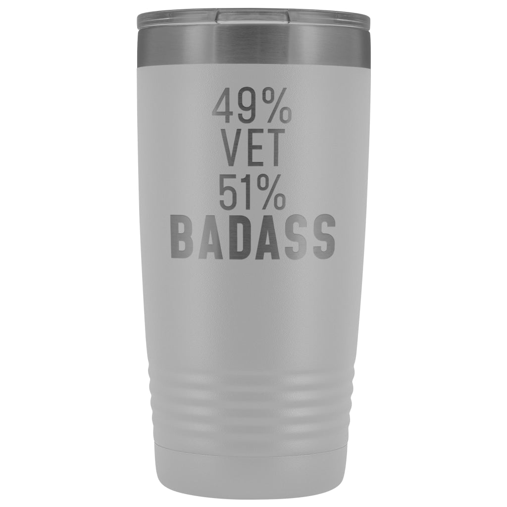 Funny Vet Gift: 49% Veterinarian 51% Badass Insulated Tumbler 20oz $29.99 | White Tumblers