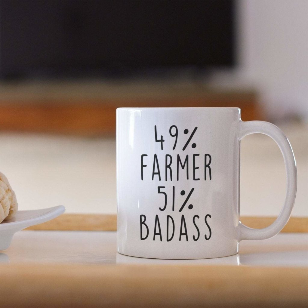 Gift for Farmer: 49% Farmer 51% Badass Coffee Mug — photo 2