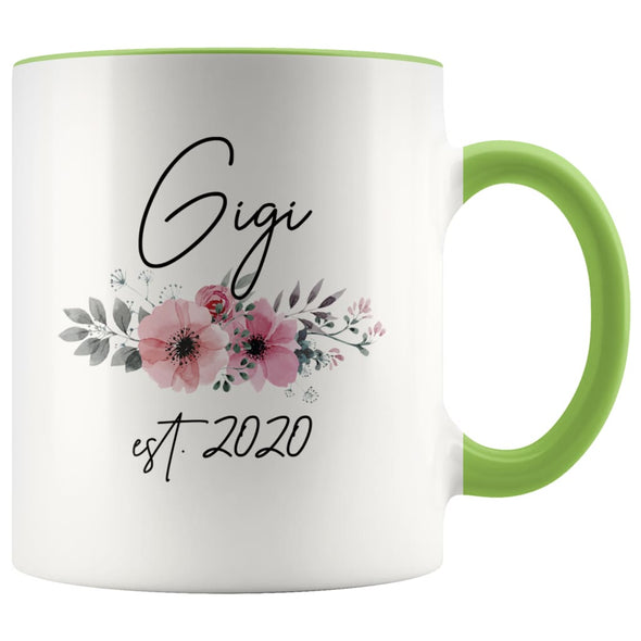 Gigi Est 2020 Pregnancy Announcement Gift to New Gigi Coffee Mug 11oz $14.99 | Green Drinkware