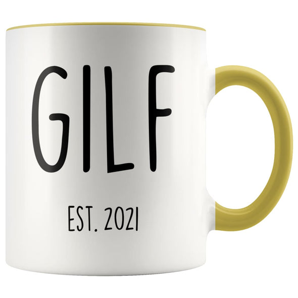 GILF Est 2021 New Grandma Gift Coffee Mug Funny Mother’s Day $14.99 | Yellow Drinkware
