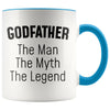 Godfather Gifts Godfather The Man The Myth The Legend Godfather Christmas Birthday Coffee Mug $14.99 | Blue Drinkware