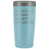 Godfather Gifts Godfather The Man The Myth The Legend Stainless Steel Vacuum Travel Mug Insulated Tumbler 20oz $31.99 | Light Blue Tumblers