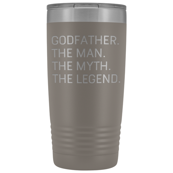 Godfather Gifts Godfather The Man The Myth The Legend Stainless Steel Vacuum Travel Mug Insulated Tumbler 20oz $31.99 | Pewter Tumblers