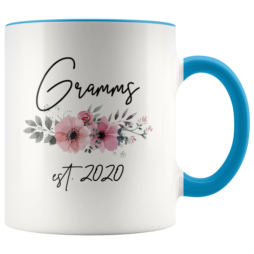 Gramms Est 2020 Pregnancy Announcement Gift to New Gramms Coffee Mug 11oz $14.99 | Blue Drinkware
