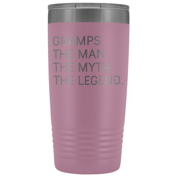 Gramps Gifts Gramps The Man The Myth The Legend Stainless Steel Vacuum Travel Mug Insulated Tumbler 20oz $31.99 | Light Purple Tumblers