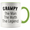 Grampy Gifts Grampy The Man The Myth The Legend Grampy Christmas Birthday Coffee Mug $14.99 | Green Drinkware
