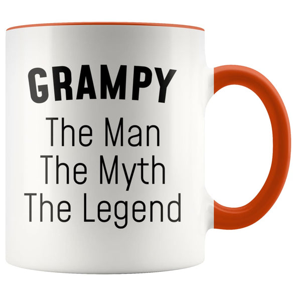 Grampy Gifts Grampy The Man The Myth The Legend Grampy Christmas Birthday Coffee Mug $14.99 | Orange Drinkware