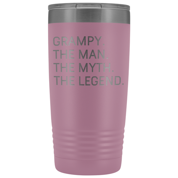 Grampy Gifts Grampy The Man The Myth The Legend Stainless Steel Vacuum Travel Mug Insulated Tumbler 20oz $31.99 | Light Purple Tumblers