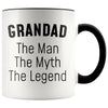 Grandad Gifts Grandad The Man The Myth The Legend Grandad Christmas Birthday Father’s Day Coffee Mug $14.99 | Black Drinkware