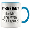 Grandad Gifts Grandad The Man The Myth The Legend Grandad Christmas Birthday Father’s Day Coffee Mug $14.99 | Blue Drinkware