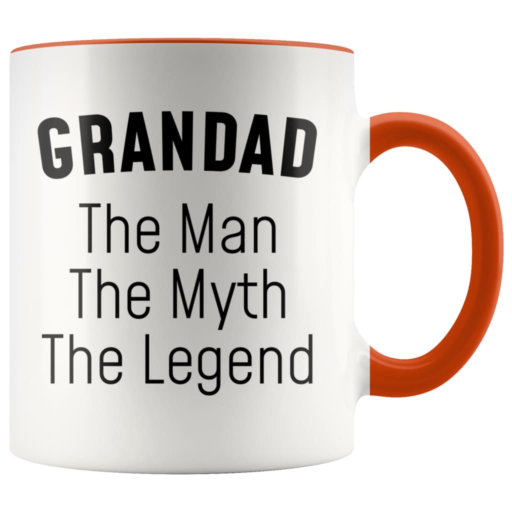 Grandad Gifts Grandad The Man The Myth The Legend Grandad Christmas Birthday Father’s Day Coffee Mug $14.99 | Orange Drinkware