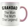 Grandad Gifts Grandad The Man The Myth The Legend Grandad Christmas Birthday Father’s Day Coffee Mug $14.99 | Pink Drinkware