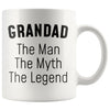 Grandad Gifts Grandad The Man The Myth The Legend Grandad Christmas Birthday Father’s Day Coffee Mug $14.99 | White Drinkware