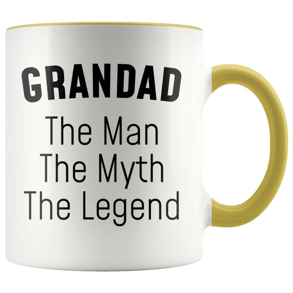 Grandad Gifts Grandad The Man The Myth The Legend Grandad Christmas Birthday Father’s Day Coffee Mug $14.99 | Yellow Drinkware