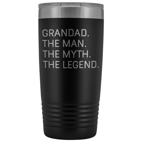 Grandad Gifts Grandad The Man The Myth The Legend Stainless Steel Vacuum Travel Mug Insulated Tumbler 20oz $31.99 | Black Tumblers