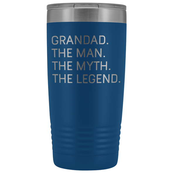 Grandad Gifts Grandad The Man The Myth The Legend Stainless Steel Vacuum Travel Mug Insulated Tumbler 20oz $31.99 | Blue Tumblers
