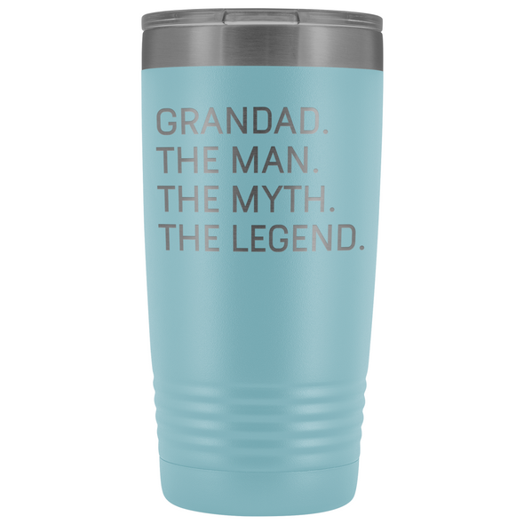 Grandad Gifts Grandad The Man The Myth The Legend Stainless Steel Vacuum Travel Mug Insulated Tumbler 20oz $31.99 | Light Blue Tumblers