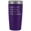 Grandad Gifts Grandad The Man The Myth The Legend Stainless Steel Vacuum Travel Mug Insulated Tumbler 20oz $31.99 | Purple Tumblers