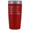 Grandad Gifts Grandad The Man The Myth The Legend Stainless Steel Vacuum Travel Mug Insulated Tumbler 20oz $31.99 | Red Tumblers
