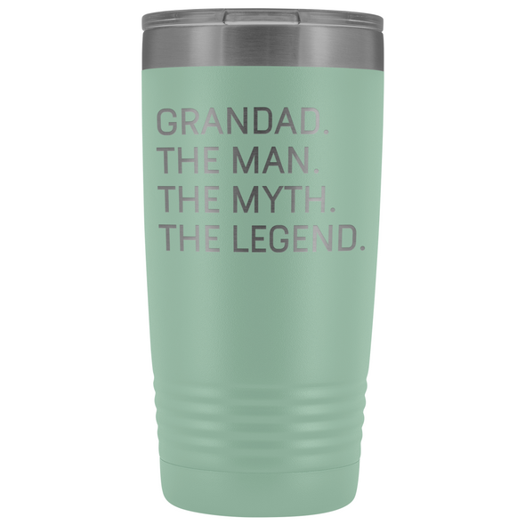 Grandad Gifts Grandad The Man The Myth The Legend Stainless Steel Vacuum Travel Mug Insulated Tumbler 20oz $31.99 | Teal Tumblers