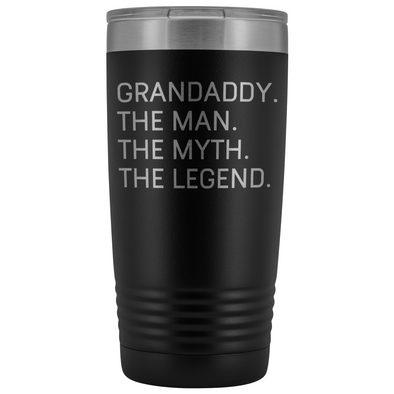 Grandaddy Gifts Grandaddy The Man The Myth The Legend Stainless Steel Vacuum Travel Mug Insulated Tumbler 20oz $31.99 | Black Tumblers