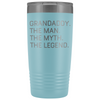 Grandaddy Gifts Grandaddy The Man The Myth The Legend Stainless Steel Vacuum Travel Mug Insulated Tumbler 20oz $31.99 | Light Blue Tumblers