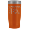 Grandaddy Gifts Grandaddy The Man The Myth The Legend Stainless Steel Vacuum Travel Mug Insulated Tumbler 20oz $31.99 | Orange Tumblers